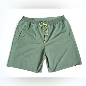 Green Athletic Shorts with Drawstring